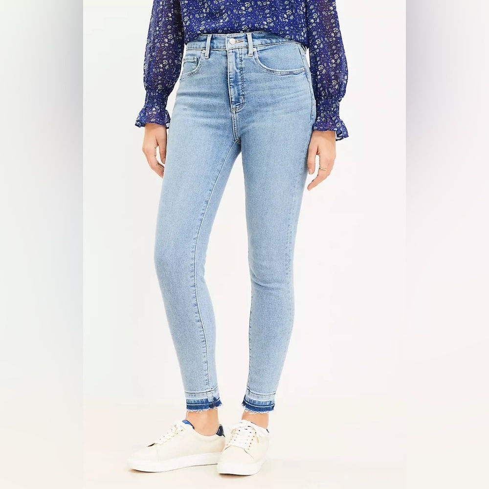 The Loft Dark Blue Curvy High Rise Skinny Jeans